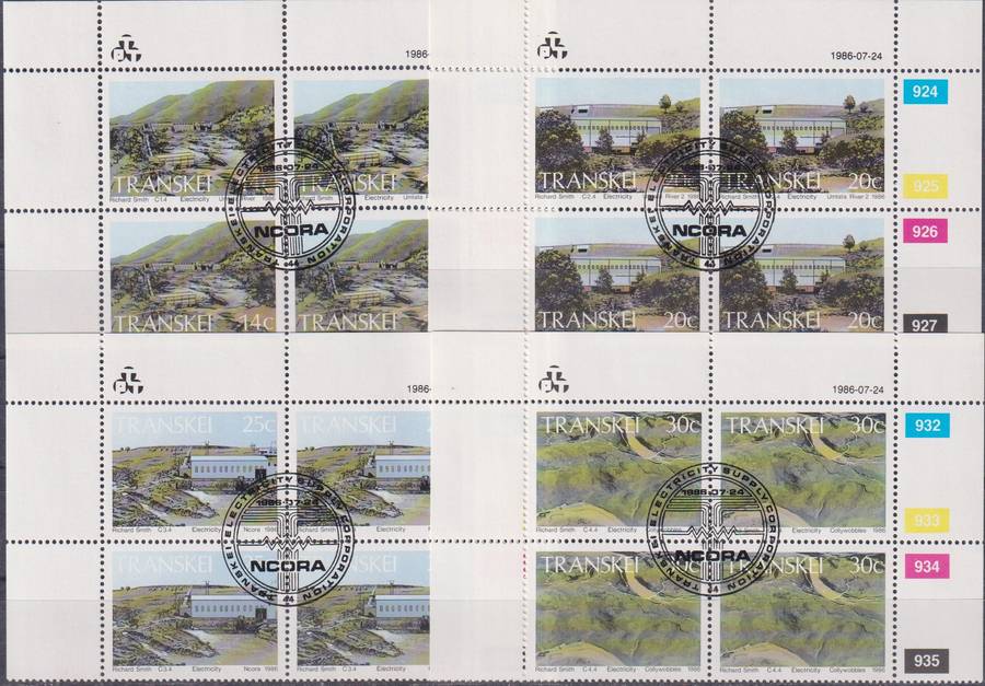Stamps Control Blocks Transkei 1986 Hydro-electric Power Stations
