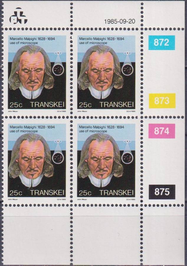 Stamp Control Blocks Transkei 1985 Famous People of Medicine