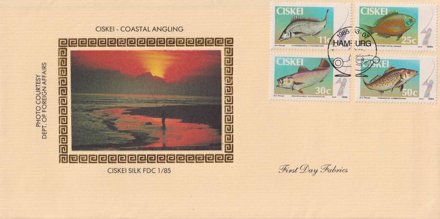FDC Silk Limited Edition Ciskei 1985 Fish