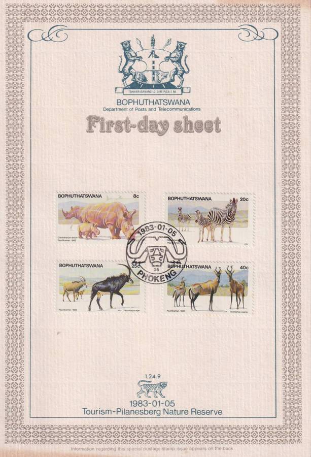 First Day Sheet Bophuthatswana 1983 Pilanesberg Nature Reserve