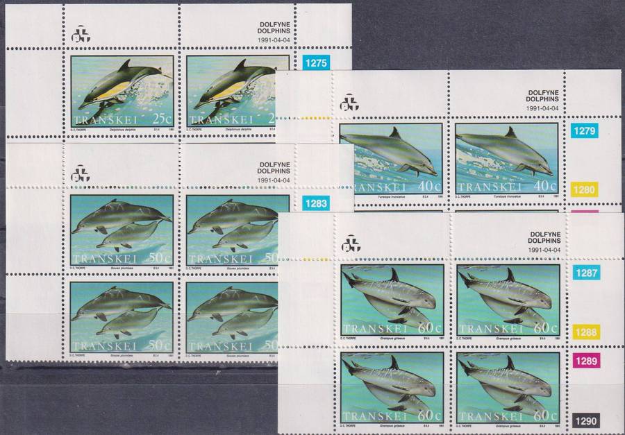 Stamps Control Blocks Transkei 1991 Dolphins