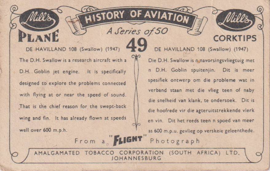 Cigarette Card History Of Aviation No. 49