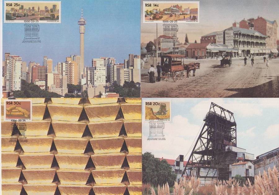 Maxi Cards Set Of 4 RSA 1986 The 100th Anniversary of Johannesburg