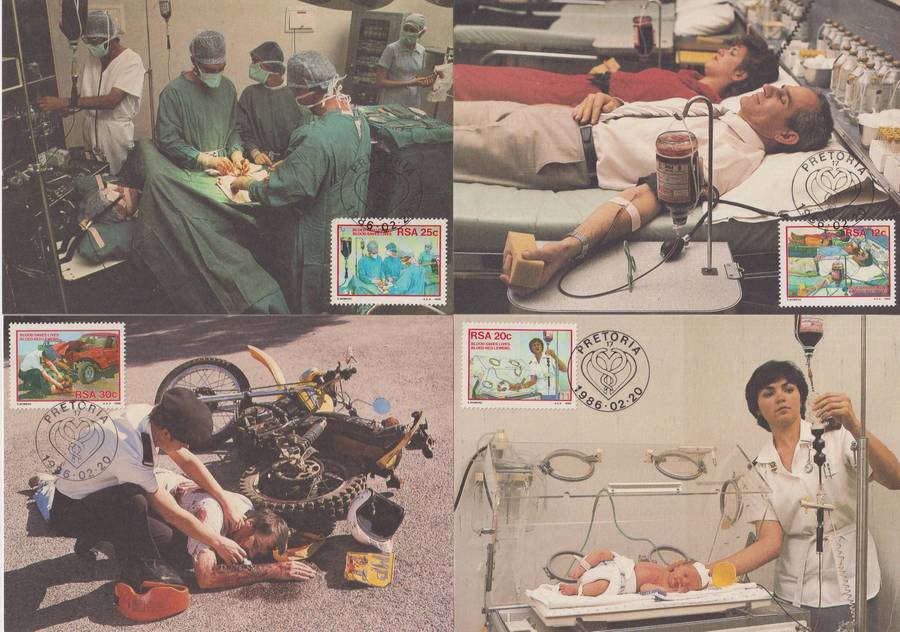 Maxi Cards Set Of 4 RSA 1986 Blood Donor Campaign