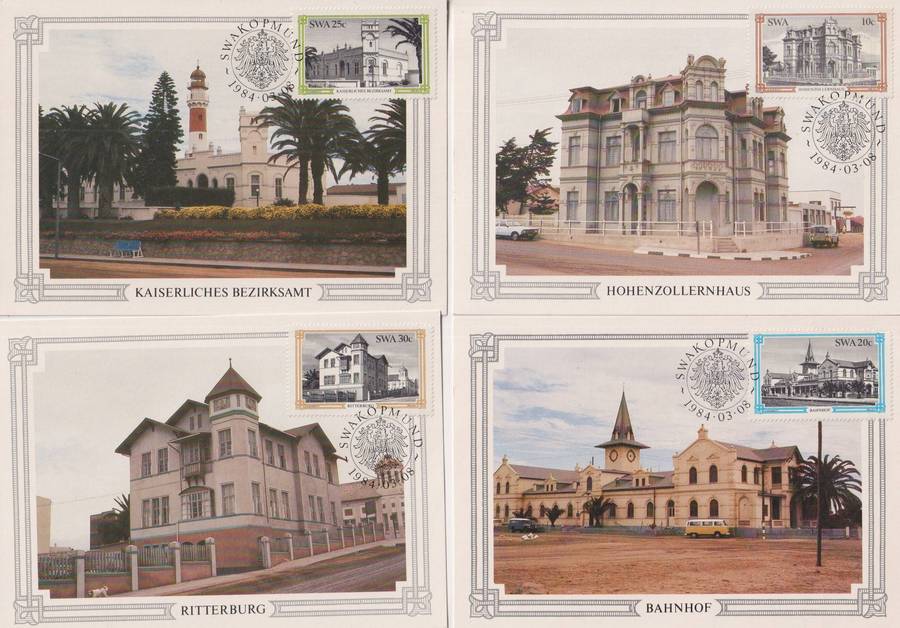 Maxi Cards Set of 4 SWA 1984 Historic Buildings of Swakopmund