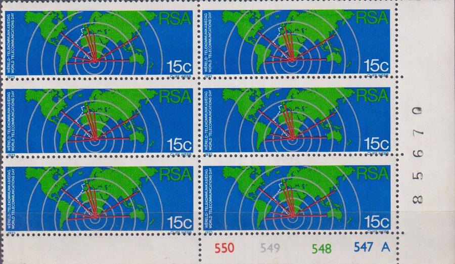 Stamps Control Blocks 1973 World Communications Day