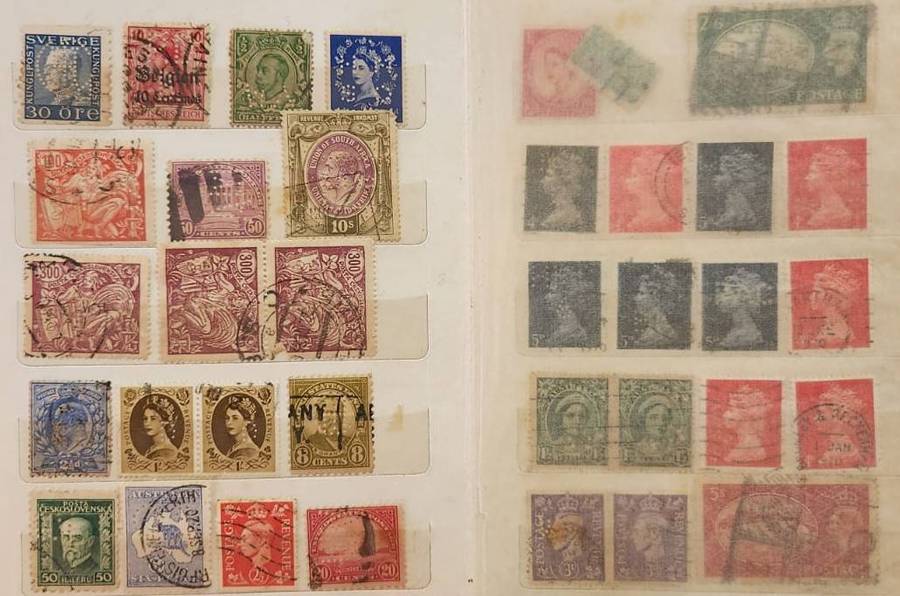 Stamp Album Hard Cover 8 Page 14 Sides  Mix World Perforated stamps (NOT CHECKED)