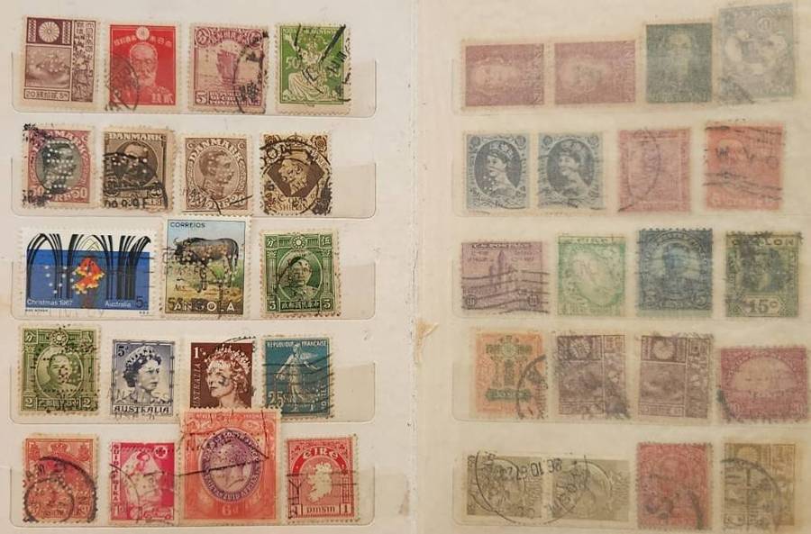 Stamp Album Hard Cover 8 Page 14 Sides  Mix World Perforated stamps (NOT CHECKED)