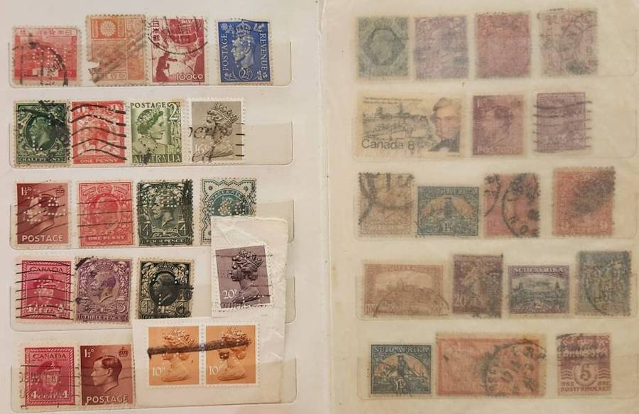 Stamp Album Hard Cover 8 Page 14 Sides  Mix World Perforated stamps (NOT CHECKED)