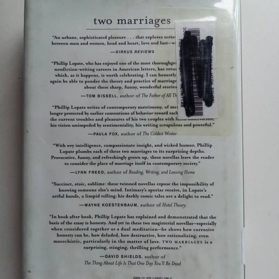 Two Marriages: Novellas Author: Phillip Lopate