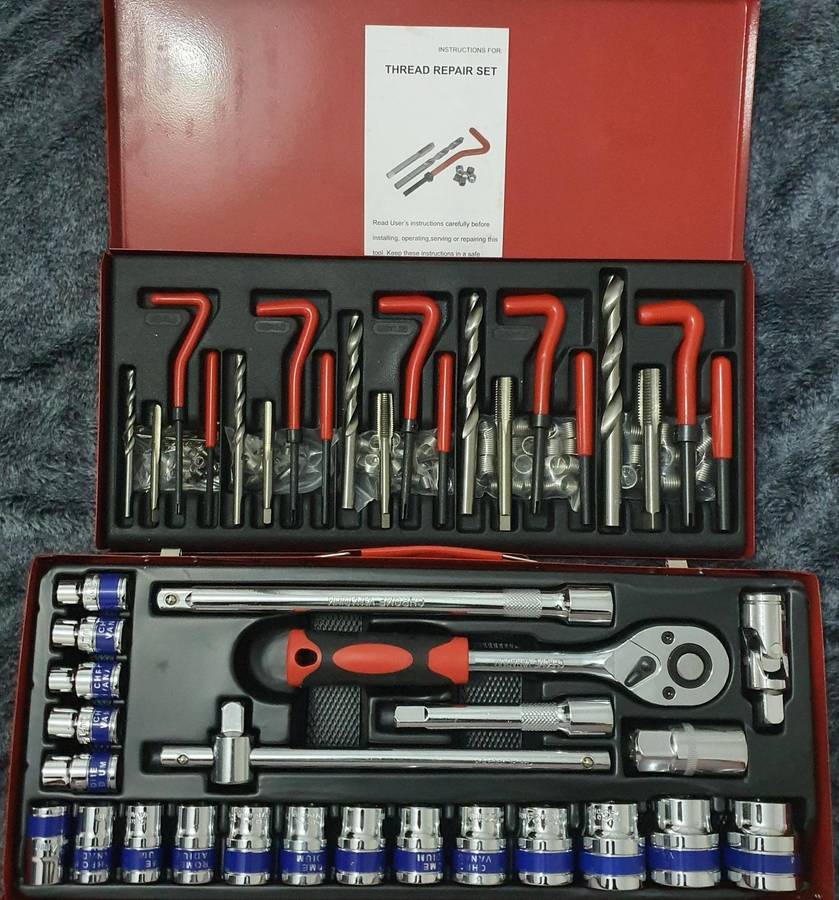 131 Piece Thread Repair Set & 24pcs 1/2" Drive Set Chrome Vanadium