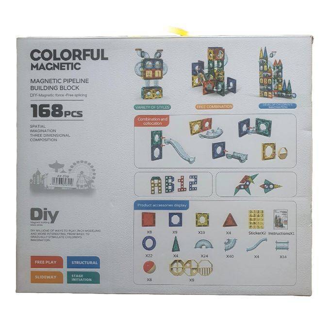 Magnetic Building Block Game set Colorful Magnetic Slide Building Toys - 168pcs
