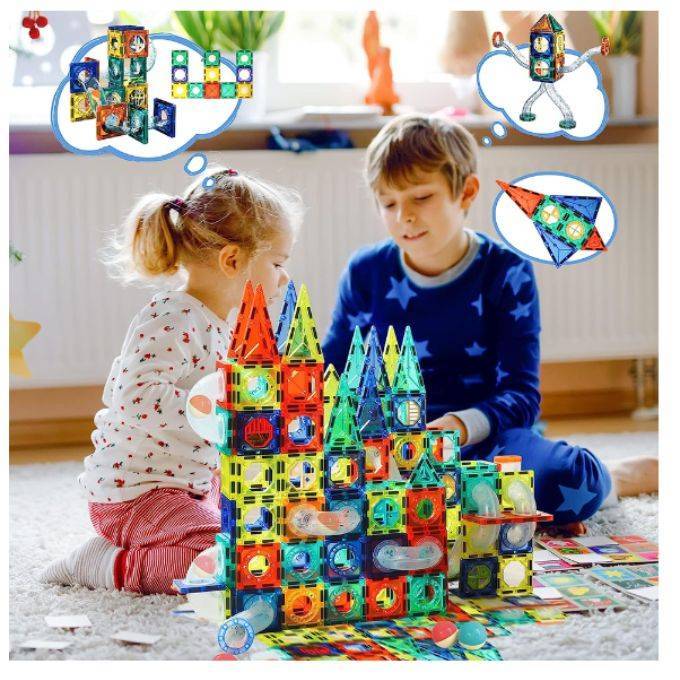 Magnetic Building Block Game set Colorful Magnetic Slide Building Toys - 168pcs