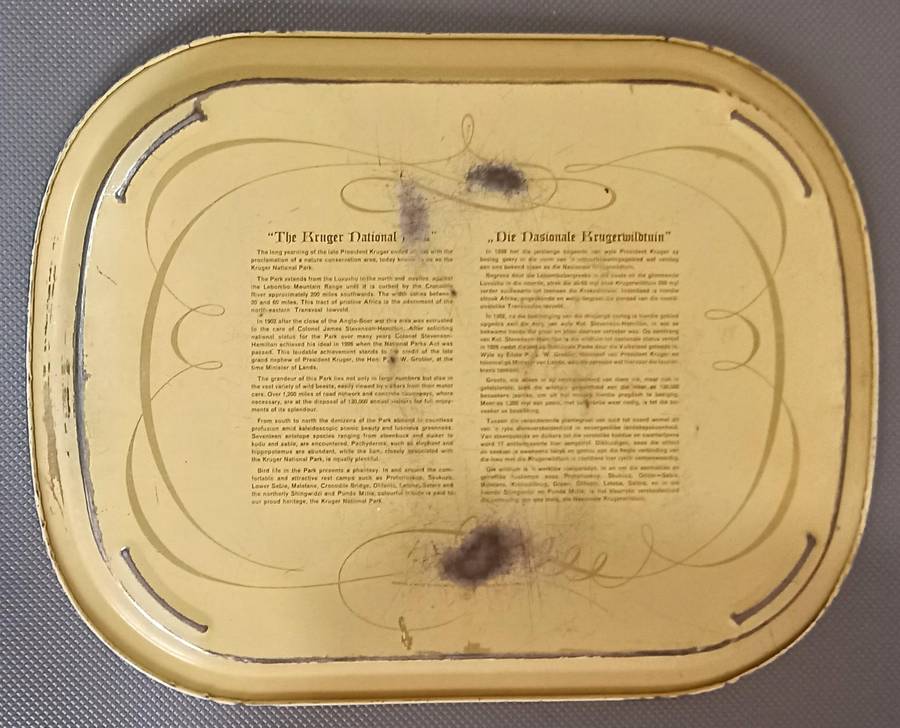 History of The Kruger National Park Vintage Metal Tray. 41cm x 31.5cm