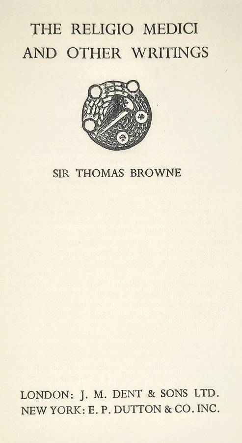 Hardcover 1940. The Religio Medici and Other Writings by Sir Thomas Browne