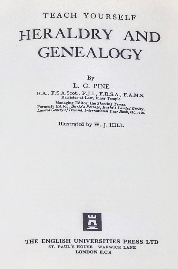 Hardcover 1968. Teach Yourself Heraldry and Geneology