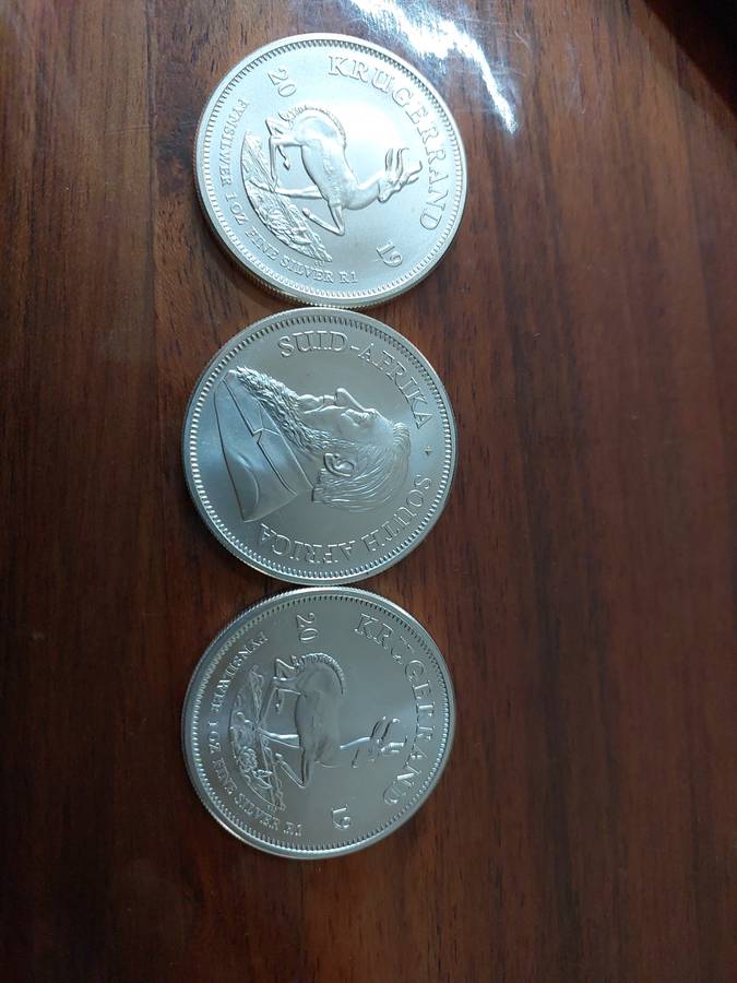 3x2019 999 Silver Krugerands bid per coin