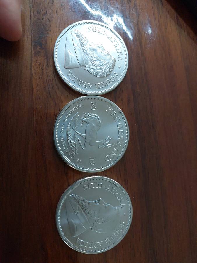 3x2019 999 Silver Krugerands bid per coin