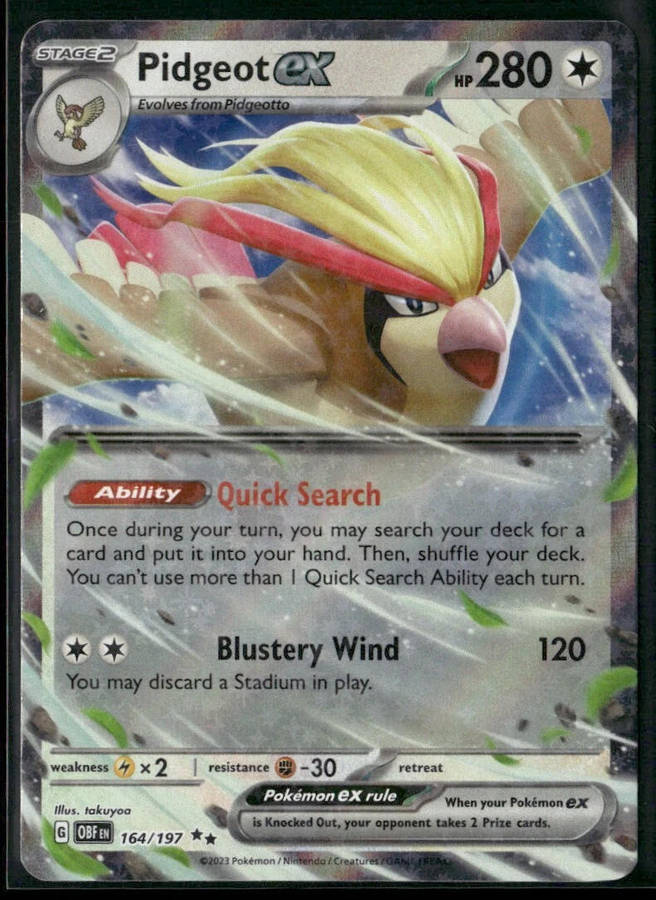 Pidgeot Ex Pokemon 164/197 Scarlet & Violet: Obsidian Flames - NM