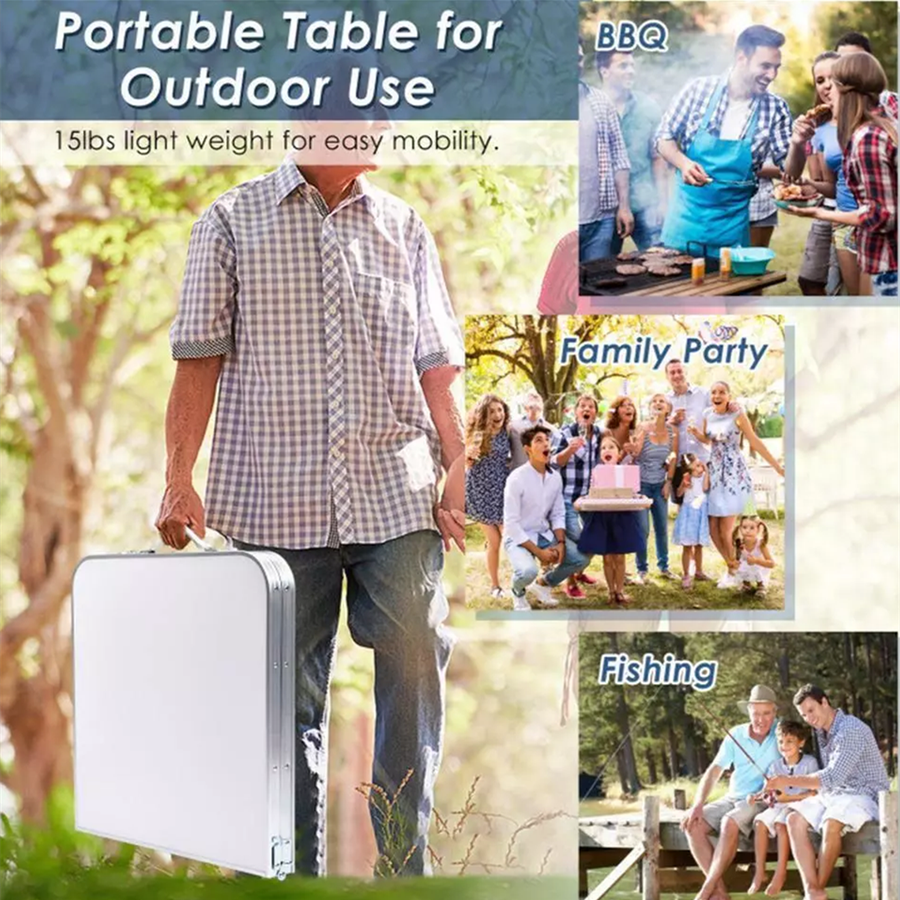 Outdoor portable camping table height adjustable table