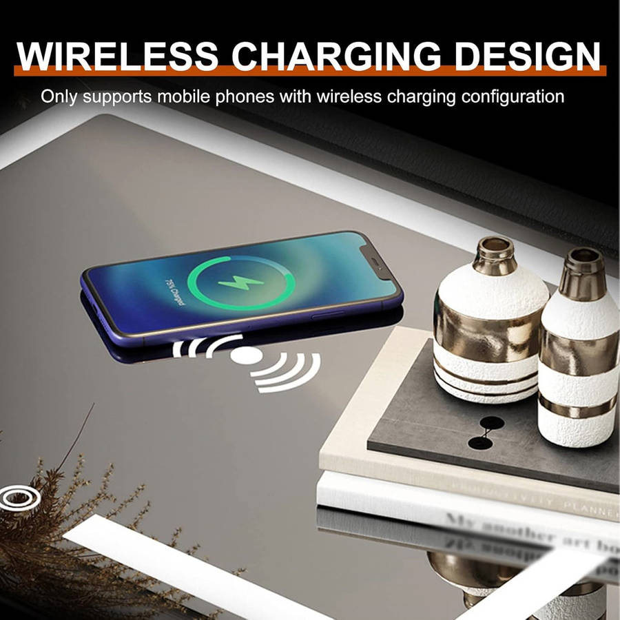 Modern multifunctional bedside table bedroom nightstand with bluetooth speaker wireless charging