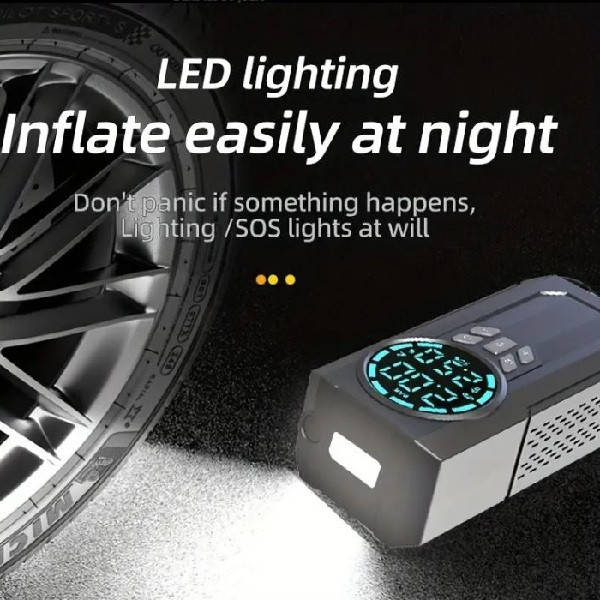 60W Large Capacity Battery Portable Air Compressor Multi-Function Four-in-One Air Pump