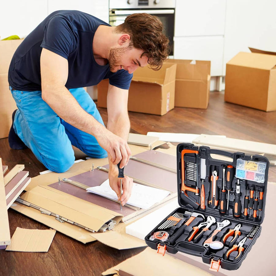 Household Universal Hand Tool Kit Auto Repair Tool Box for Maintenance and DIY Projects