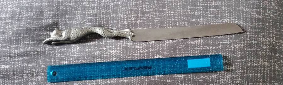 Vintage Pre-Loved Diana Carmichael Shaped Cake /Cold Meat Carving Knife. Handle Possible Pewter.