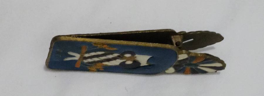 Antique Collectable Greece Enamel Brass Metal Large Paper/Bag Clip  Vintage 1950s.