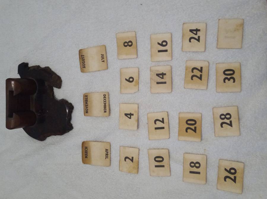 Vintage Antique Hand Made Weatherwoods Desk Calendar.