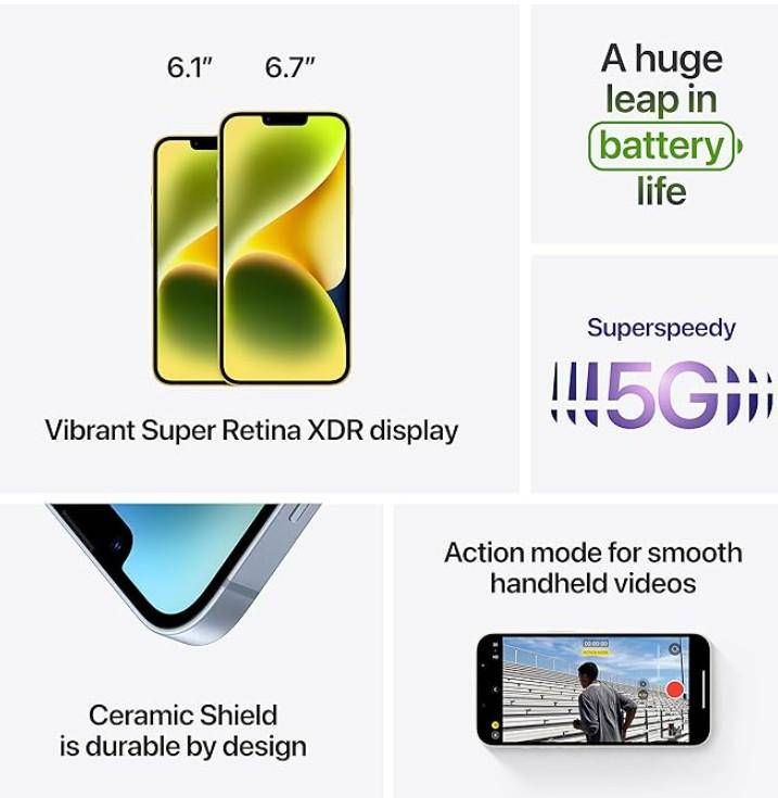 *Bargain* Apple iPhone 14 Plus, 128GB, Midnight + Extras and 2 free complimentary cases