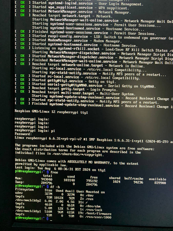 The Raspberry Pi 2 Model B v1.1, 8Gb chip, debian12.6,  with case no PSU