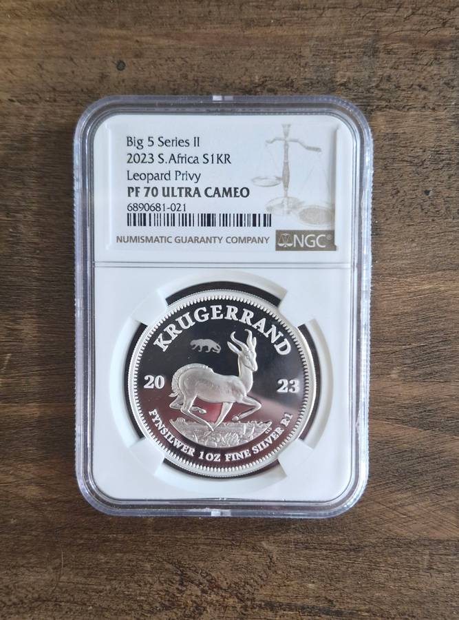 2023 Big 5 Series ll South African 1oz Krugerrand - Leopard Privy (PF 70 UC)