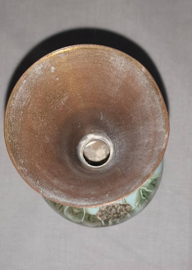 Vintage Delft Brass and Ceramic Bud Vase