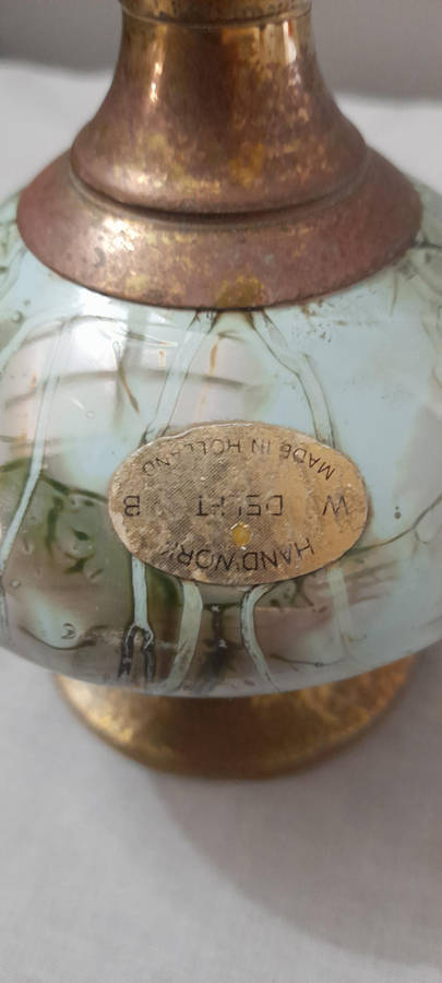 Vintage Delft Brass and Ceramic Bud Vase