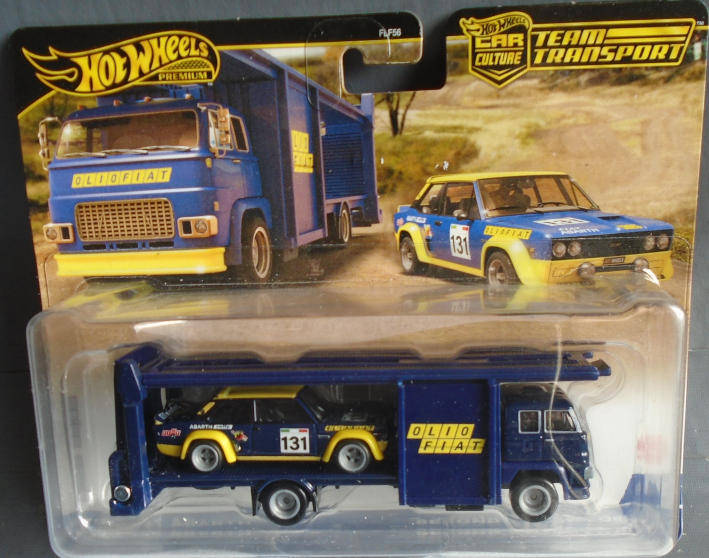 HOT WHEELS - FIAT 131 ABARTH WITH SECOND STORY TRANSPORTER TRUCK, CARDED