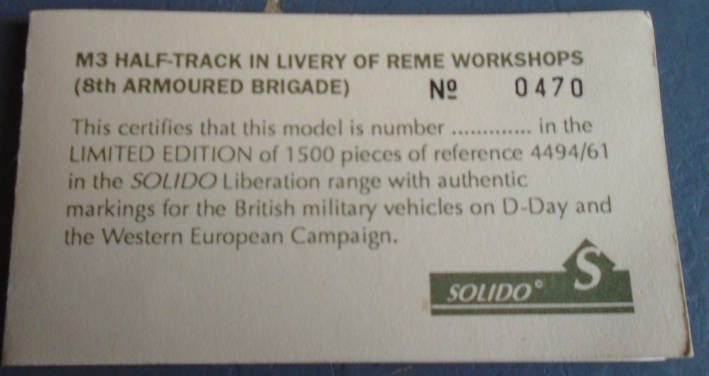SOLIDO 1/50 SCALE - REME HALF TRACK VEHCLE, BOXED