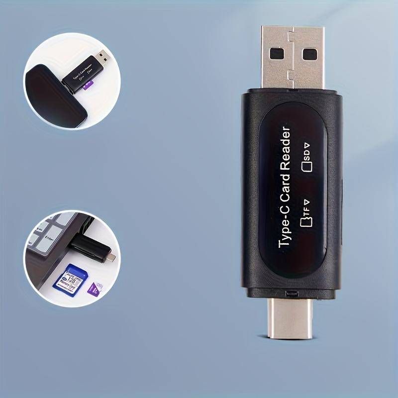 4-in-1 High-Speed USB Type C/USB A Dual Slot Memory Card Reader