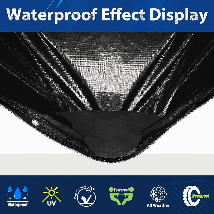 Black Waterproof Tarp With Metal Grommets And Reinforced Edges