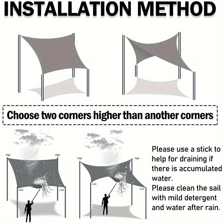 All Seasons Waterproof Shade Sail Awning Set For 4 People