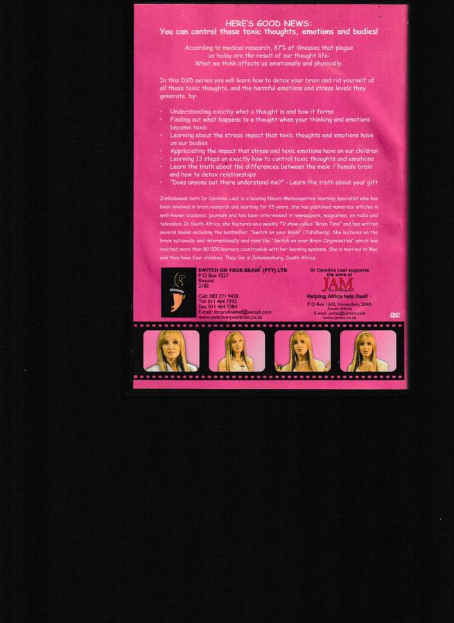 TOXIC THOUGHTS, EMOTIONS & BODIES by DR. CAROLINE LEAF 3 DISC DVD SET