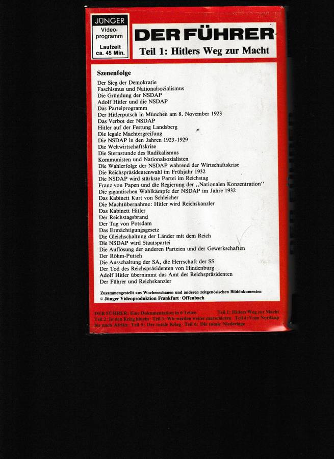 DER FUHRER ADOLF HITLER UND DAS 3. REICH 6 VHS TAPES