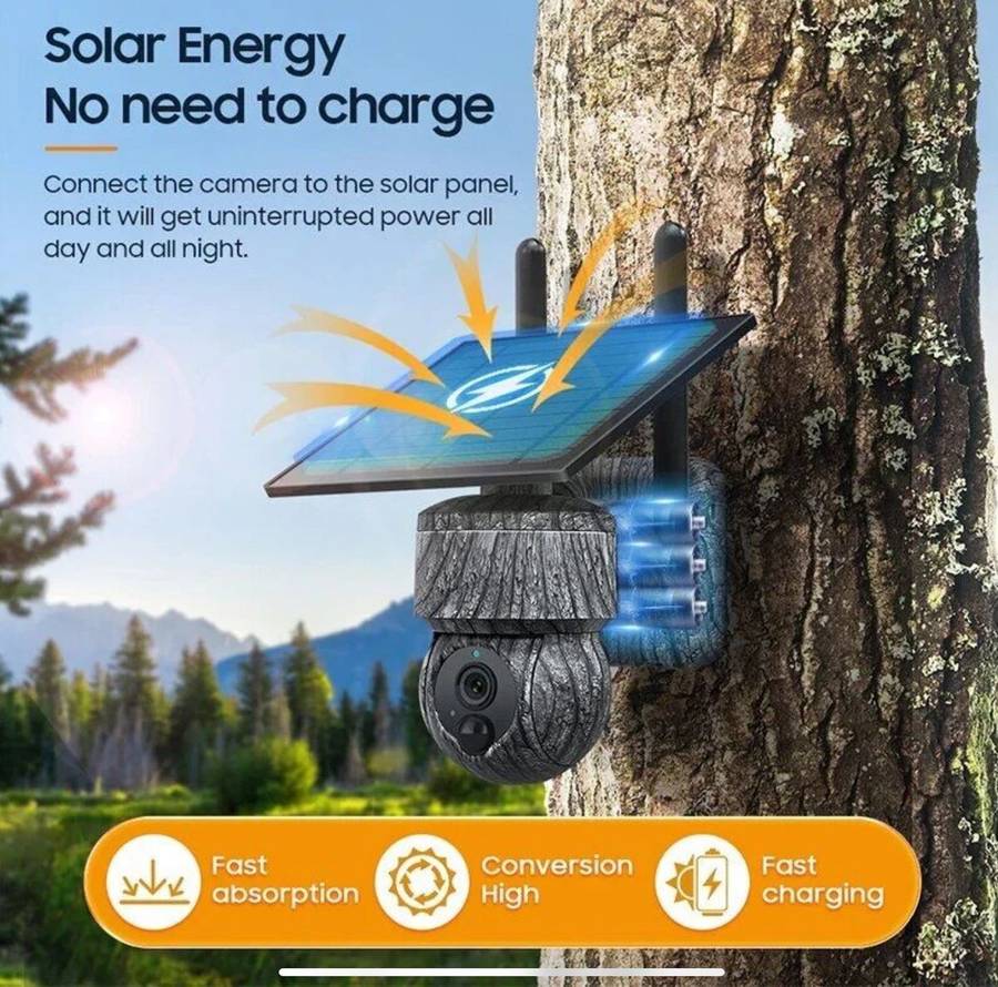 4k HD Smart Solar Camo Outdoor Electric Pan Tilt Camera