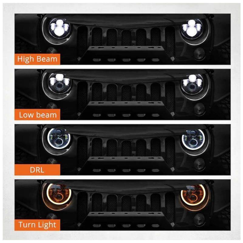 2 Pieces 7 Inch LED JEEP Headlights (1x indicator Lamp Plug Damaged)