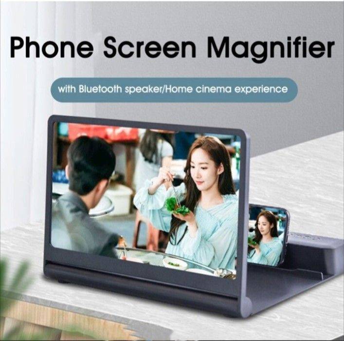6D Portable Mobile Screen Amplifier F12 - White - With Bluetooth Speaker