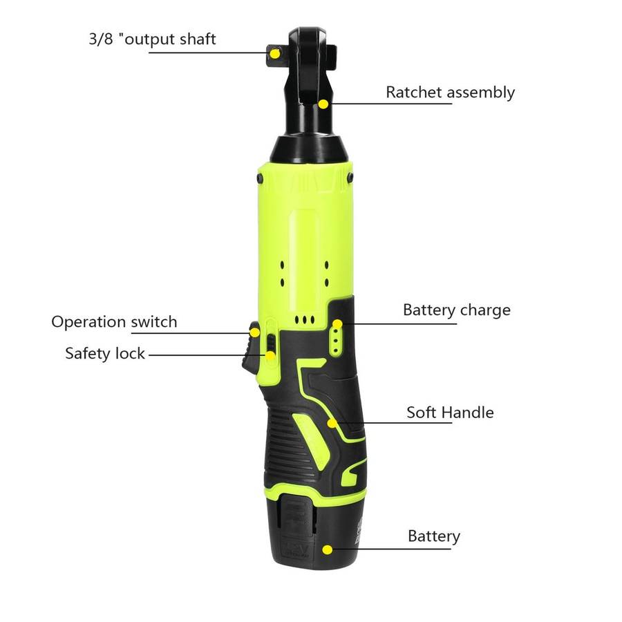 12 PC 90 Degree Cordless Rechargeable Ratchet Wrench