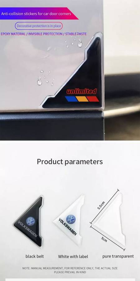 2 Piece White Car Door Anti-Scratch Corner Cover Protector Sticker for Merc