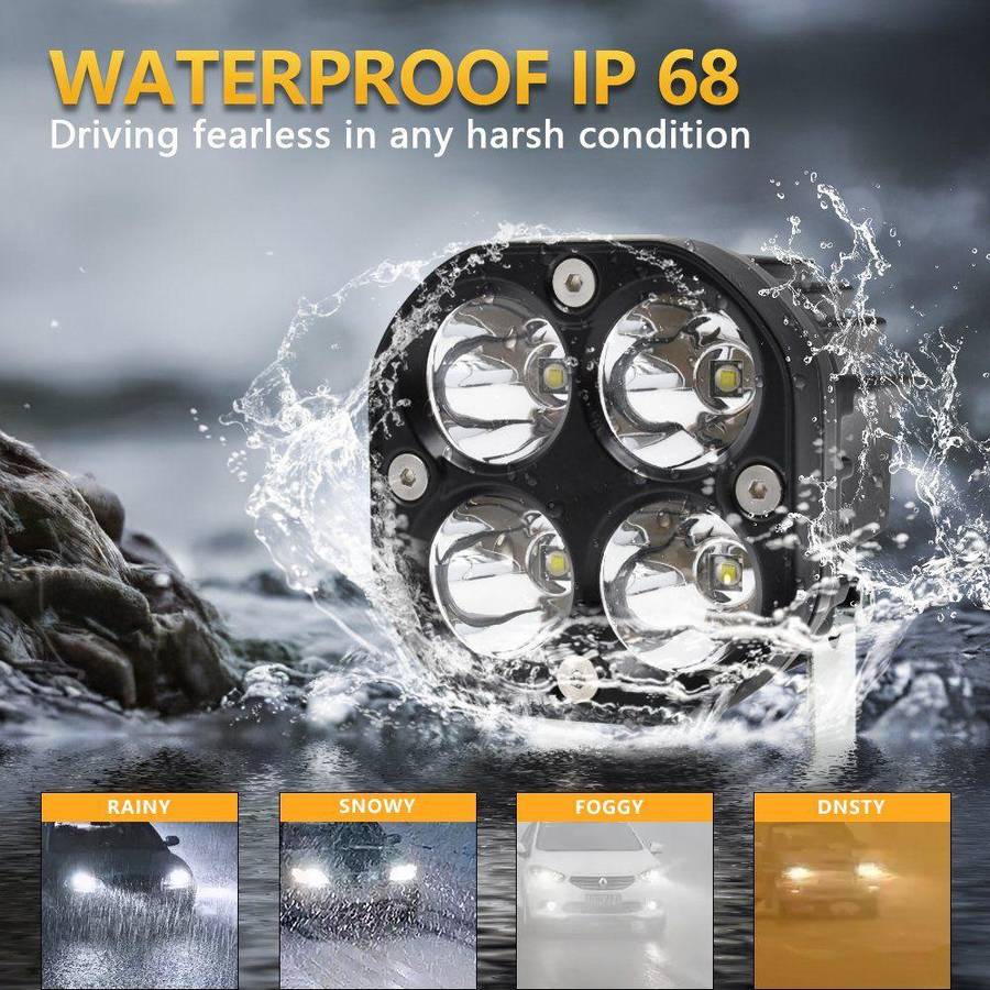 40W Set of 2 LED Square High-Performance Driving Light Spotlights(NO MOUNT BRACKET ON 1 SPOT LIGHT)