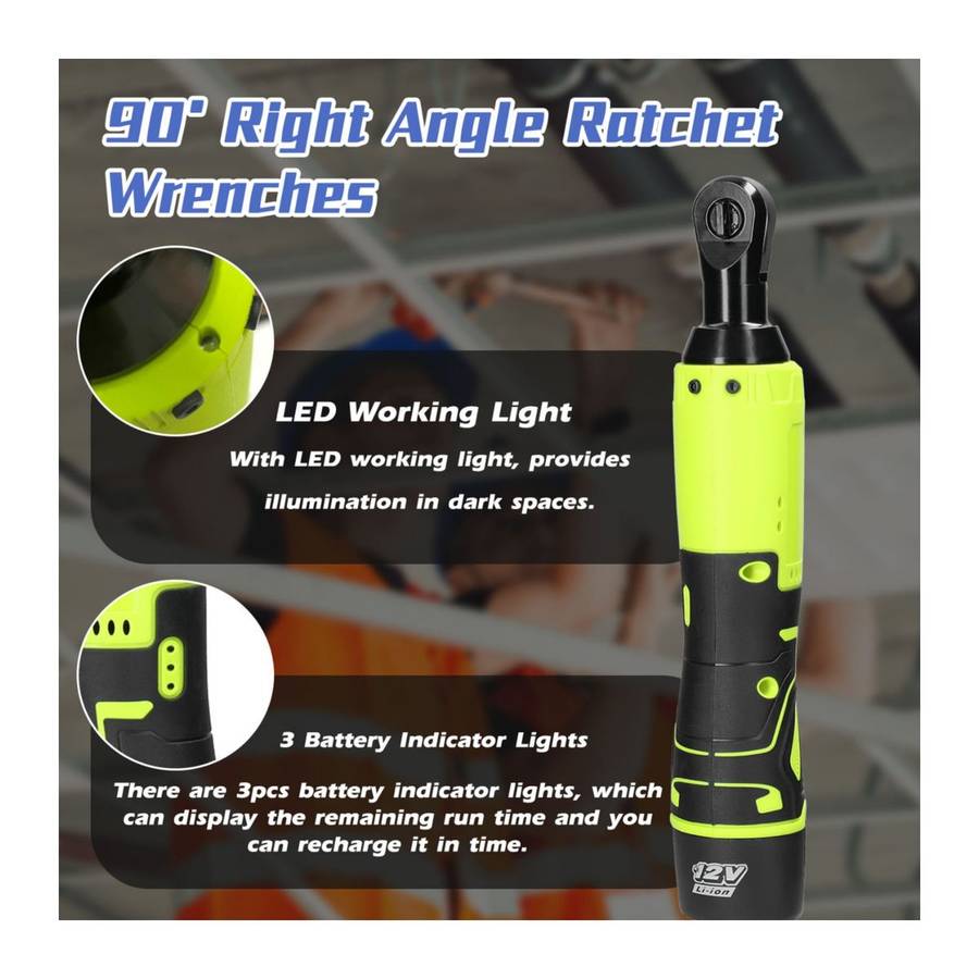12 PC 90 Degree Cordless Rechargeable Ratchet Wrench