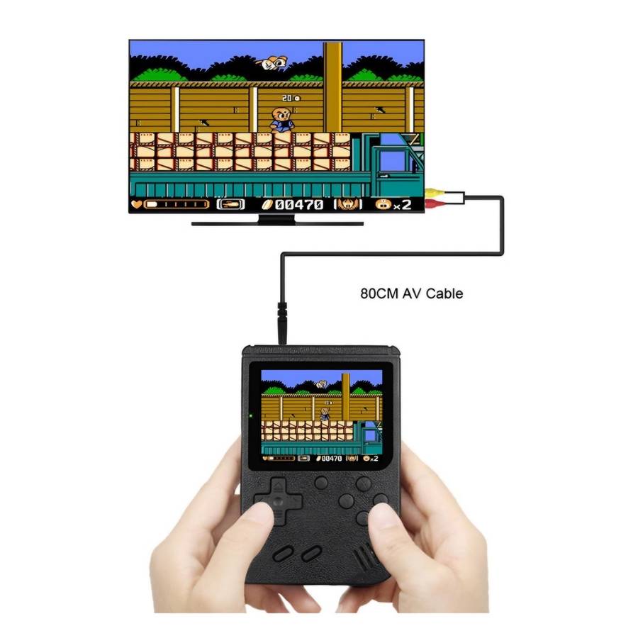 400-IN-1 Portable Handheld Retro Game Console Micro USB & Cable & Battery(BLACK)